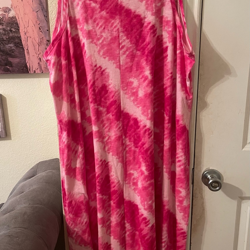 Plus Size Womens pink tie dye flowy tank dress size 3X NEW - Picture 9 of 10